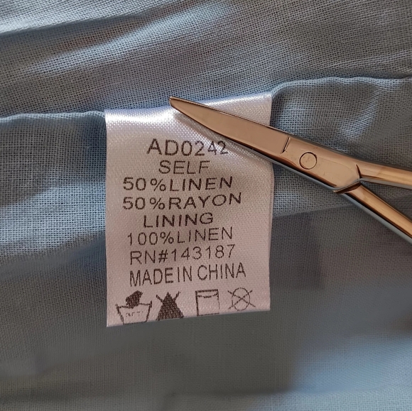 off-the-shoulder blouse buttons Full, sz M, linen blend,Tie balloon Sleeve, - Picture 10 of 11